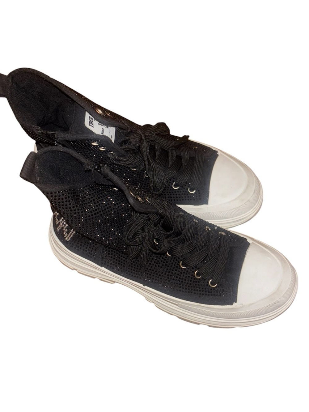 True Religion Black High-Top Sneakers with White Accents